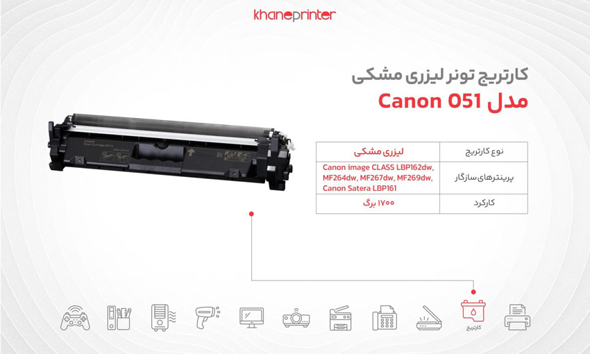 خرید تونر کارتریج لیزری کانن مدل canon 051