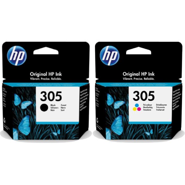 کارتریج جوهر افشان اچ پی مشکی و سه رنگ مدل HP 305