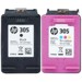 کارتریج جوهر افشان اچ پی مشکی و سه رنگ مدل HP 305