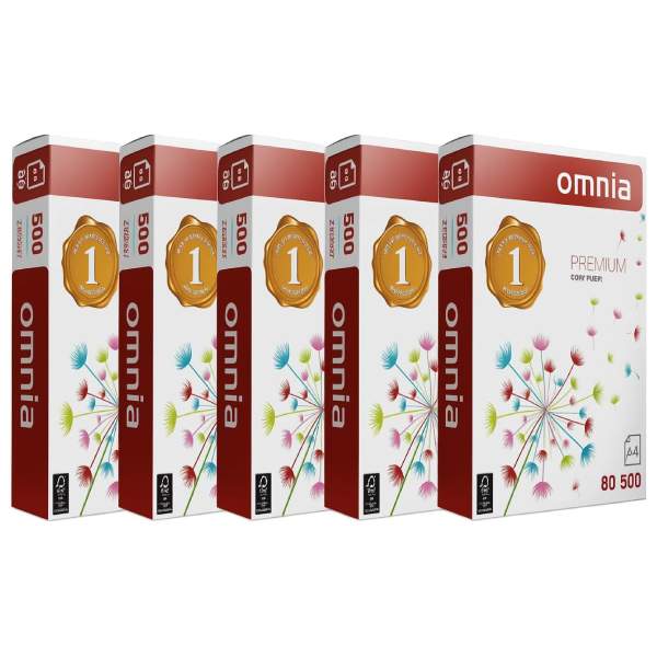 کاغذ A4 اومنیا Omnia مدل Premium بسته 5 عددی