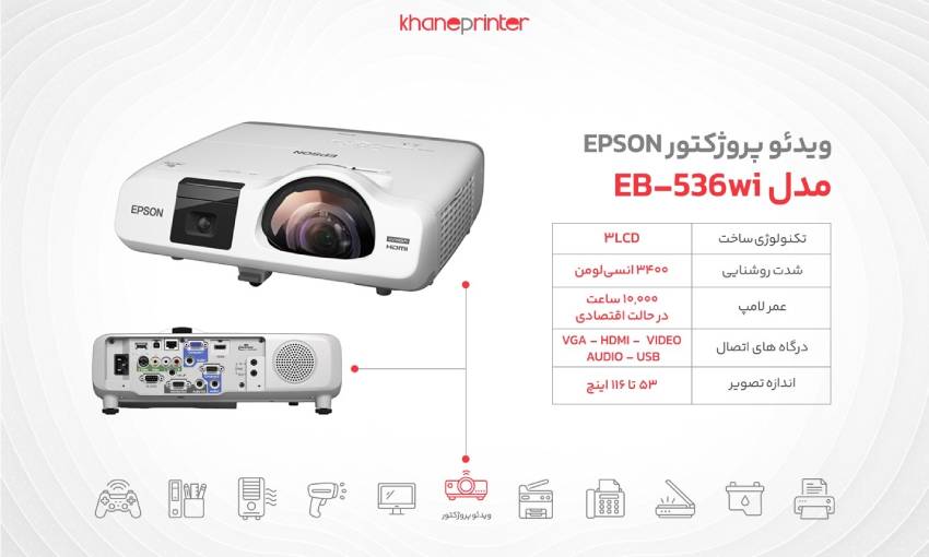 خرید ویدئو پروژکتور اپسون مدل eb 536wi