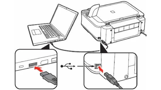 اتصال پرینتر به کمک کابل USB