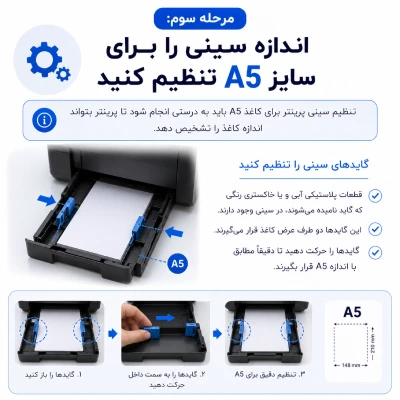 تنظیم سینی پرینتر برای کاغذ A5